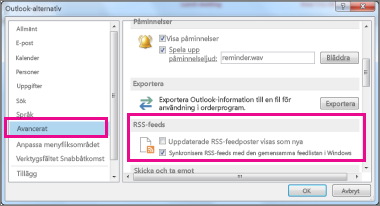 Synkronisera RSS-feeds