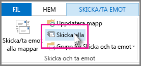 Skärmbild av knappen Skicka alla i Outlook 2013.
