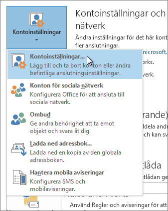 Klicka på Kontoinställningar > för filkonto >