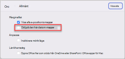 Inställningspanelen