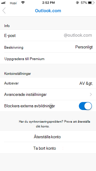 Blockera externa bilder i Outlook Mobile