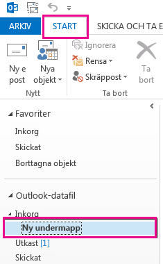 Den nya undermappen skapas.