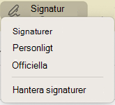 Signaturalternativ i Outlook för Mac i meddelande