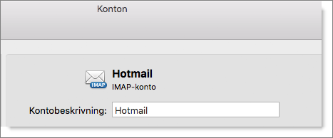 En beskrivning för och en typ av Outlook-konto visas.