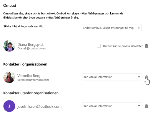 En skärmbild av dialogrutan Dela den här kalendern.