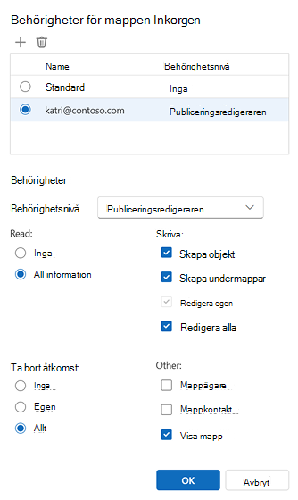 Behörigheter för mapp
