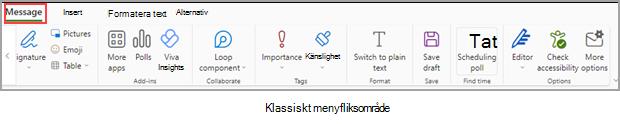 Förenklad menyfliksvy