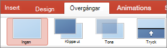 PowerPoint för Mac, Övergångar