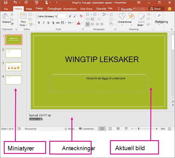 Visar normalvyn i PowerPoint