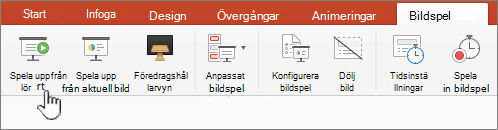 Knappen Spela upp bildspel från start