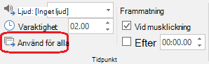 Kommandot Använd för alla på fliken Övergångar i PowerPoint
