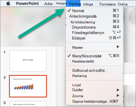 Visa-menyn i PowerPoint