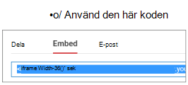 För att fungera korrekt måste koden du använder för att bädda in videon börja med antingen iFrame eller <objekt.