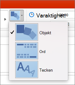 Visar Effektalternativ för övergången Morfning i PowerPoint 2016 för Mac