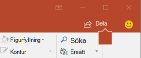 Knappen Dela i menyfliksområdet i PowerPoint 2016