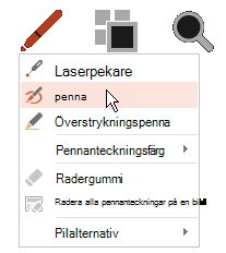 Klicka på knappen Penna och välj sedan Penna på popup-menyn.