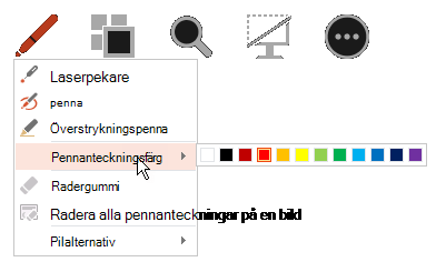 Peka på Pennanteckningsfärg och välj sedan den färg du vill använda på popup-menyn