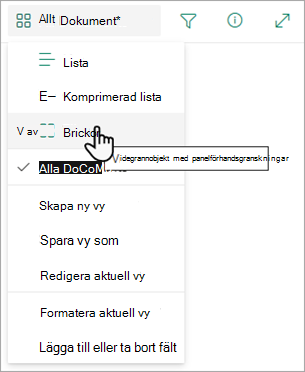 Du kan välja Paneler för att skapa en vy av förhandsgranskningspaneler.