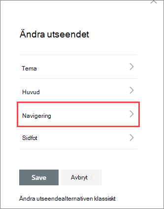Bild av alternativ för att ändra utseendefönstret