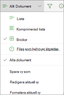 Ändra dokumentbiblioteksvy i Office 365