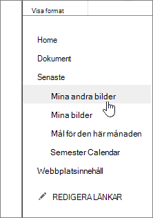Nyligen skapade objekt