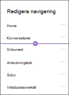 Lägg till navigeringsfönster med länkalternativet markerat.