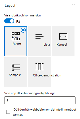 Välj det layoutformat du vill använda.