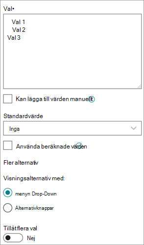Alternativ för valkolumner i det moderna gränssnittet