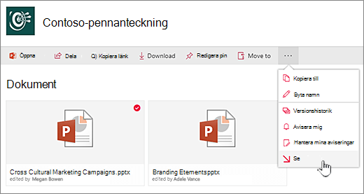 markera en fil, klicka på punkterna i det övre fältet och välj checka ut