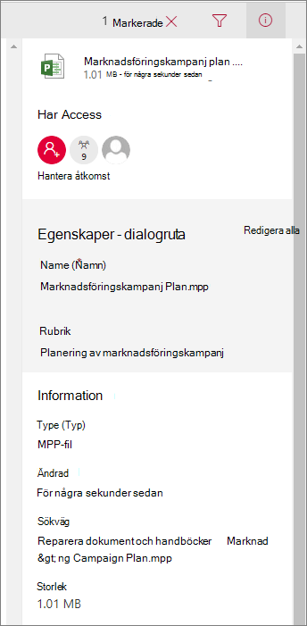 Visa filinformation