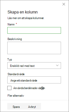 Skapa en kolumnpanel