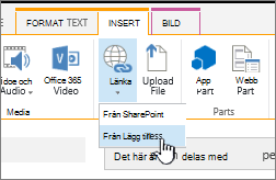 Infoga länk med hjälp av webbadress