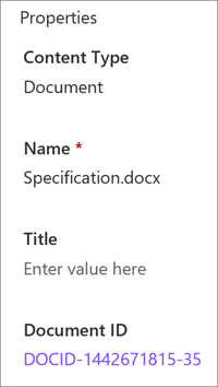 Document ID shown in the details pane