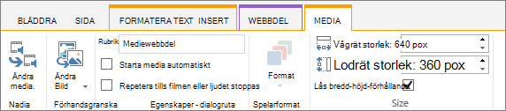 Fliken Media på menyfliken Redigera