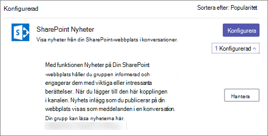 Dialogrutan Nyhetskoppling