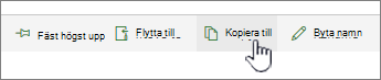 Knappen Kopiera till på huvudmenyn