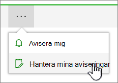 Knappen Hantera aviseringar i SharePoint Online markerad