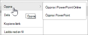 Menyn Arkiv ellips med Öppna markerat
