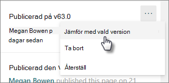 Jämför med vald version