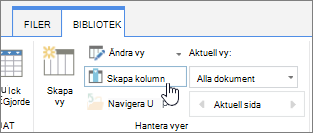 Alternativet Skapa kolumn under Bibliotek i SharePoint Online
