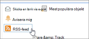 Biblioteksflik med RSS-avisering markerad