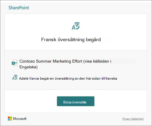 E-postadress för översättningsförfrågan