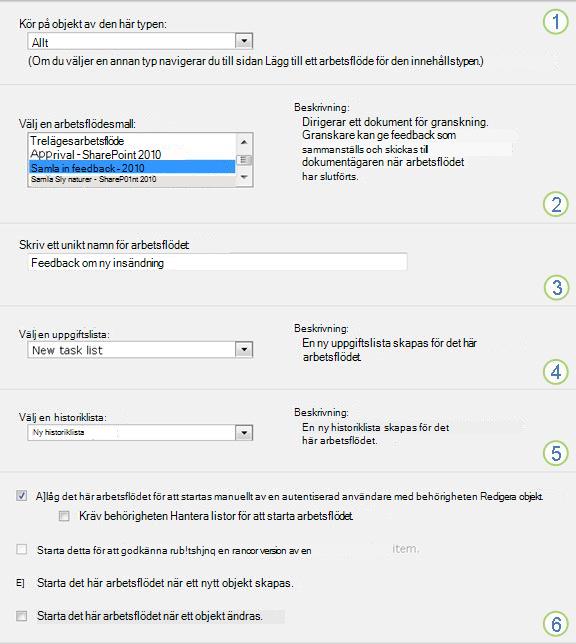 Första sidan i associationsformuläret med numrerade bildtexter