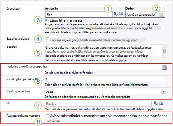 Andra sidan i associationsformuläret med numrerade bildtexter