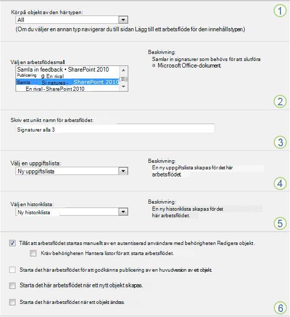 Första sidan i associationsformuläret för en enskild lista eller ett enstaka bibliotek