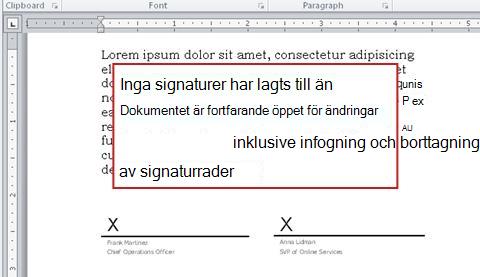 Dokument utan första signatur och därför fortfarande öppet för ändringar