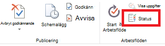 Menyfliksområdet med knappen Godkännandestatus