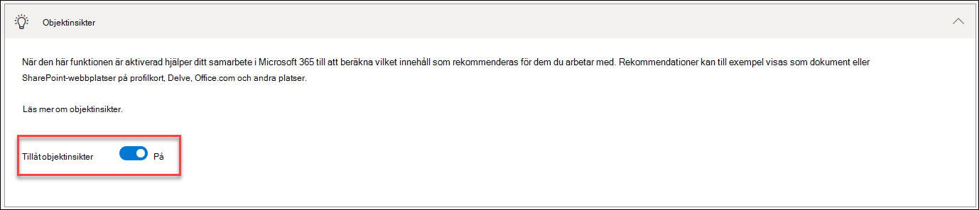 skärmbild av inaktivera objektinformation