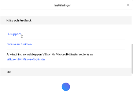 Tryck på Få support