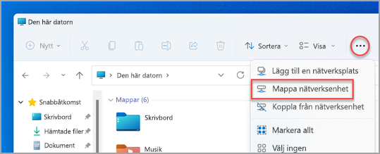 Var du hittar Map Network Drive Windows 11 Utforskaren